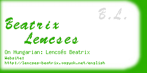 beatrix lencses business card