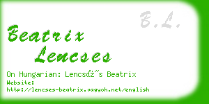 beatrix lencses business card